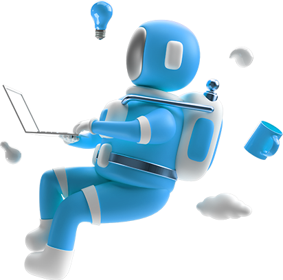 Cartoon Astron Holding Laptop